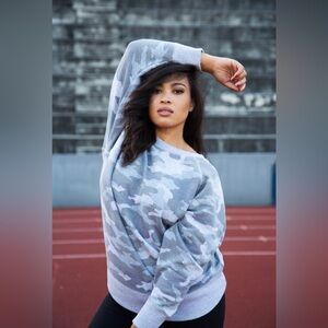 Aerie Gray Camouflage Crewneck City Sweatshirt